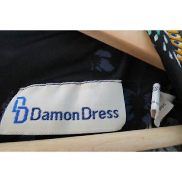 Vintage 70s Damon DD Polyester Floral Sheer Sleeves Hostess Dress L 8 10 0569 - Picture 6 of 6